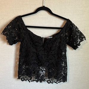Black lace crop top in small